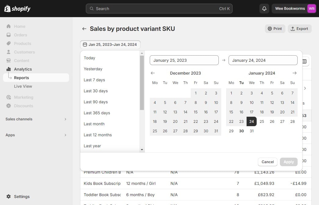 Creating Custom Reports in Shopify